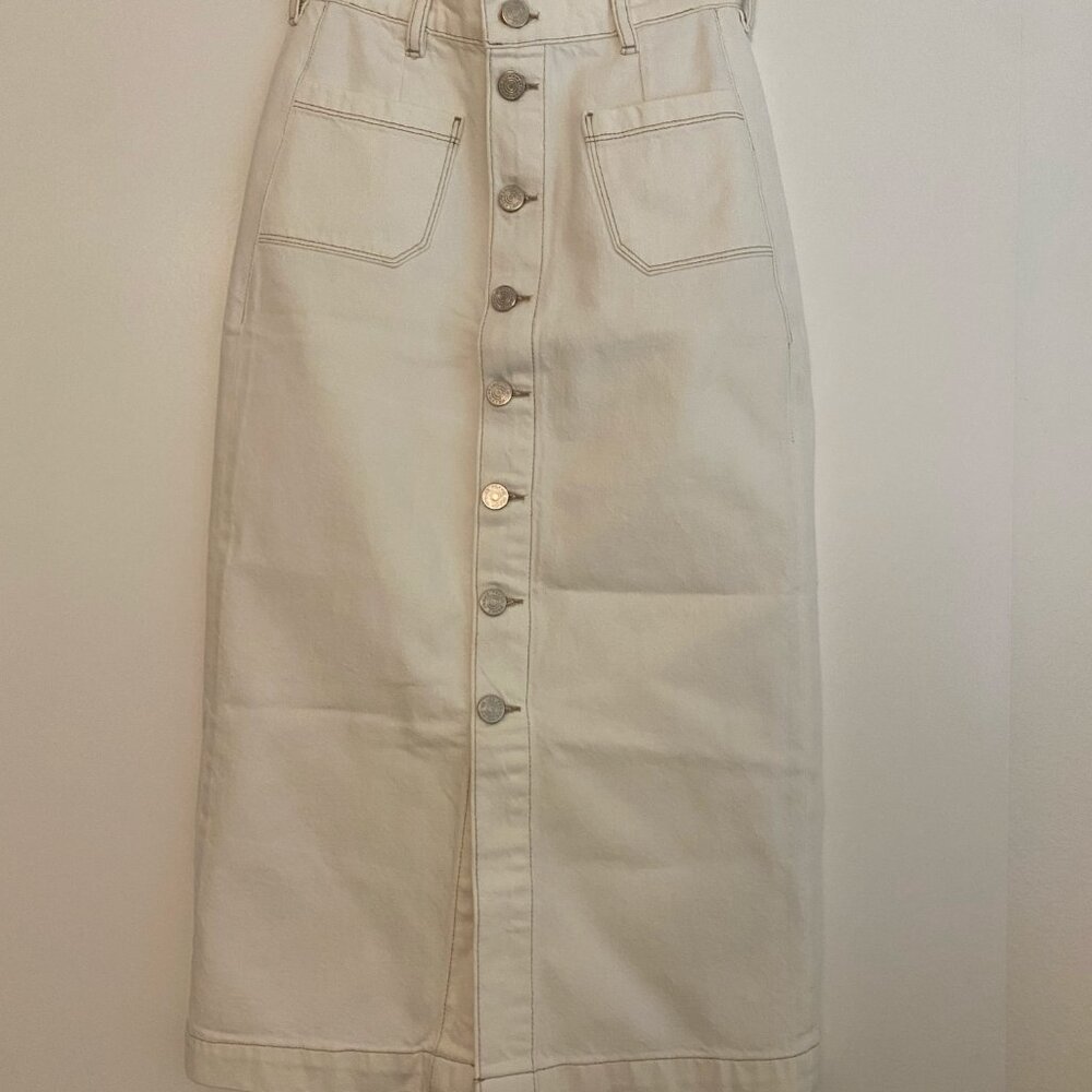 Frame white denim button up midi skirt - size 25
